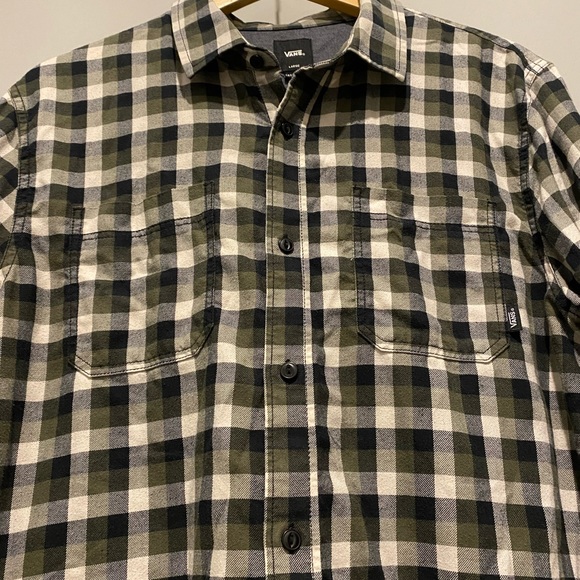 VANS Cotton Flannel Classic Plaid in Olive/Black/Grey/Cream - Mens L Tailored - Picture 6 of 6